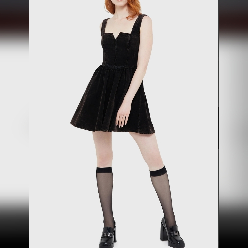 Killstar Black Velvet Mini Dress - Picture 2 of 7